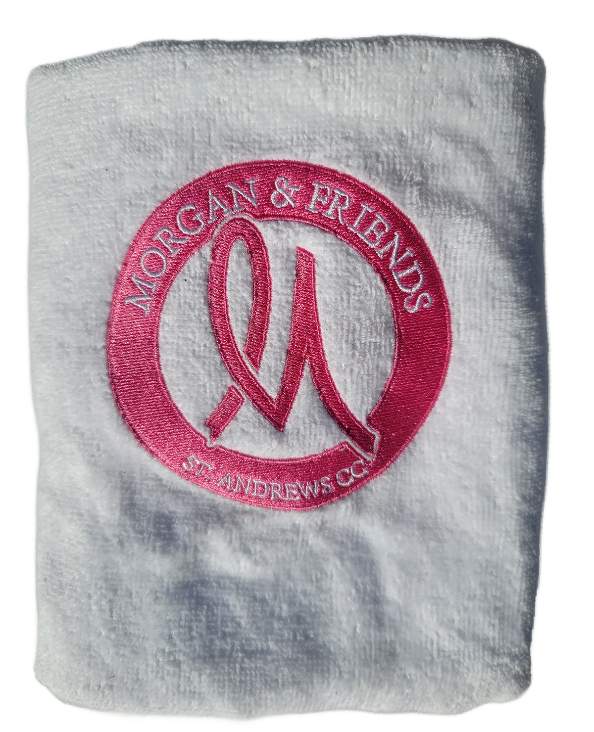 White Custom Golf Towel With Embroidered Lettering