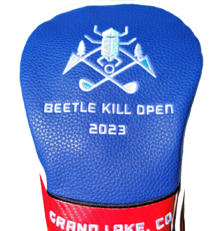 Custom Leather Headcovers For Golf Clubs Blue and Red With Embroidered Patch