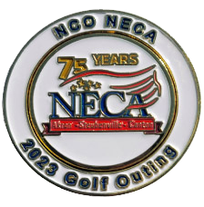 Ball Marker In Coin With White Background and Blue Lettering